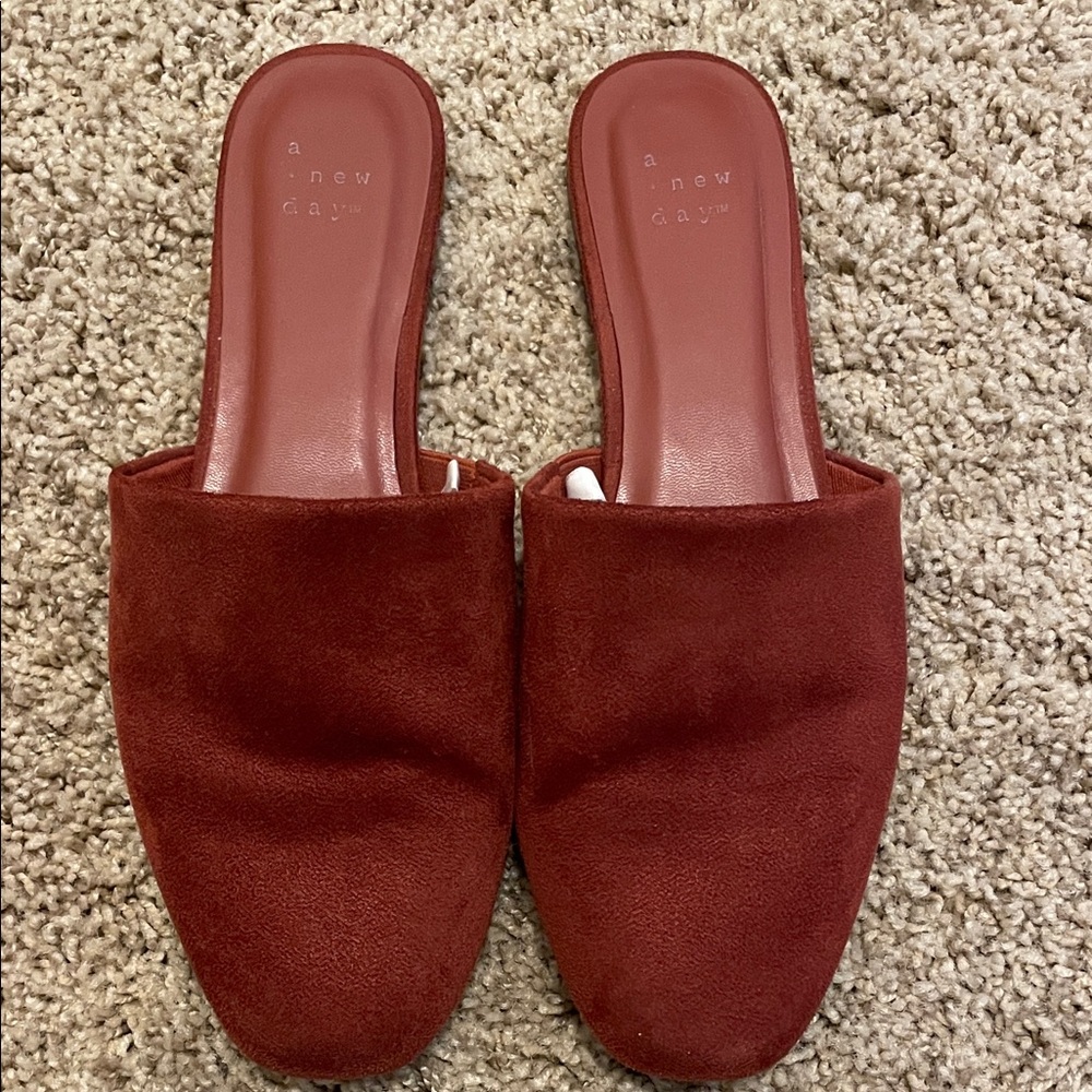 A New Day Women's Rust Suede Mules